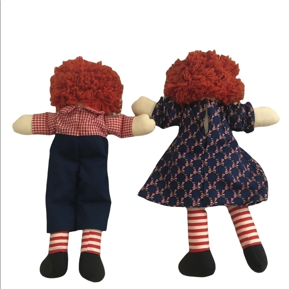 COLLECTORS VTG 20” Handmade Raggedy Ann Andy Dolls Soft Body Embroidered